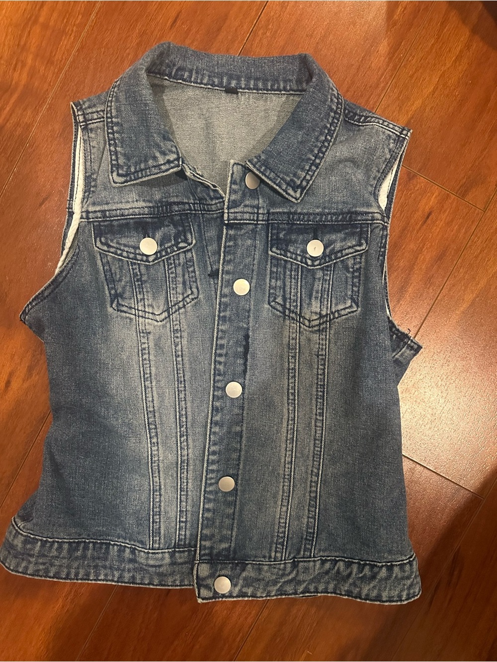 Classic Sleeveless Denim Vest - Blue